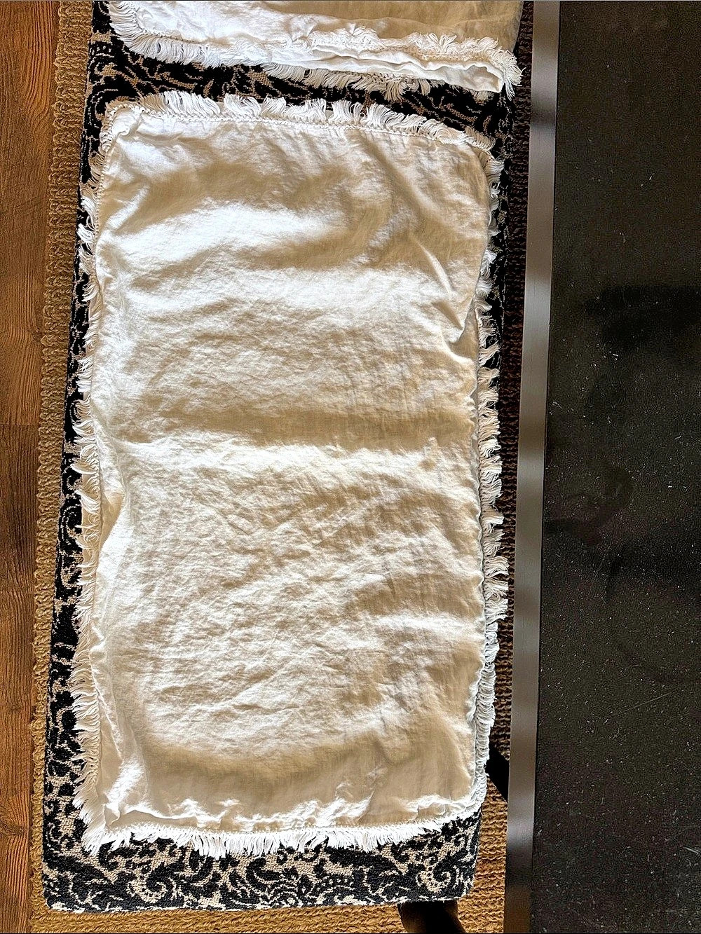 Pottery Barn Belgian Flax Linen Fringe Ruffle Sham White - Set of two